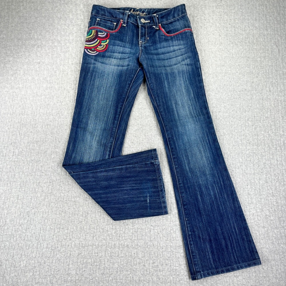 Vintage Old Navy Bootcut Jeans Girls 10 Women 25x27 low rise rainbow 1970s Disco